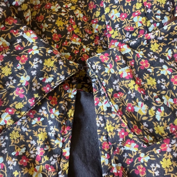 Free People - Floral - Brown - Collared - Preppy Mini Dress - Long Sleeve - 8 - Picture 5 of 5